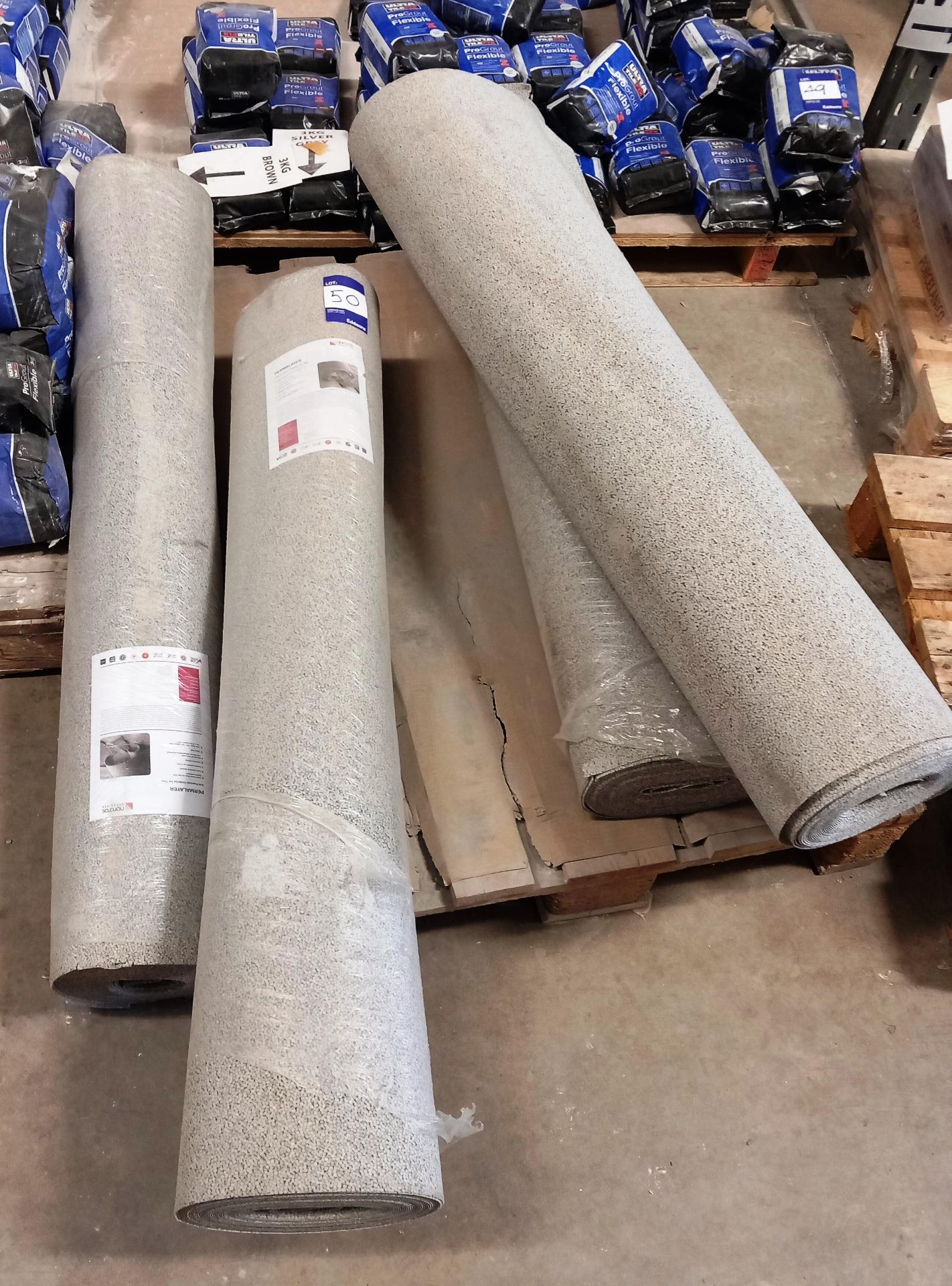 3 x full, 1 x part roll of Narcros permalayer underlay 1.8mm thick (1.2x16.5m)