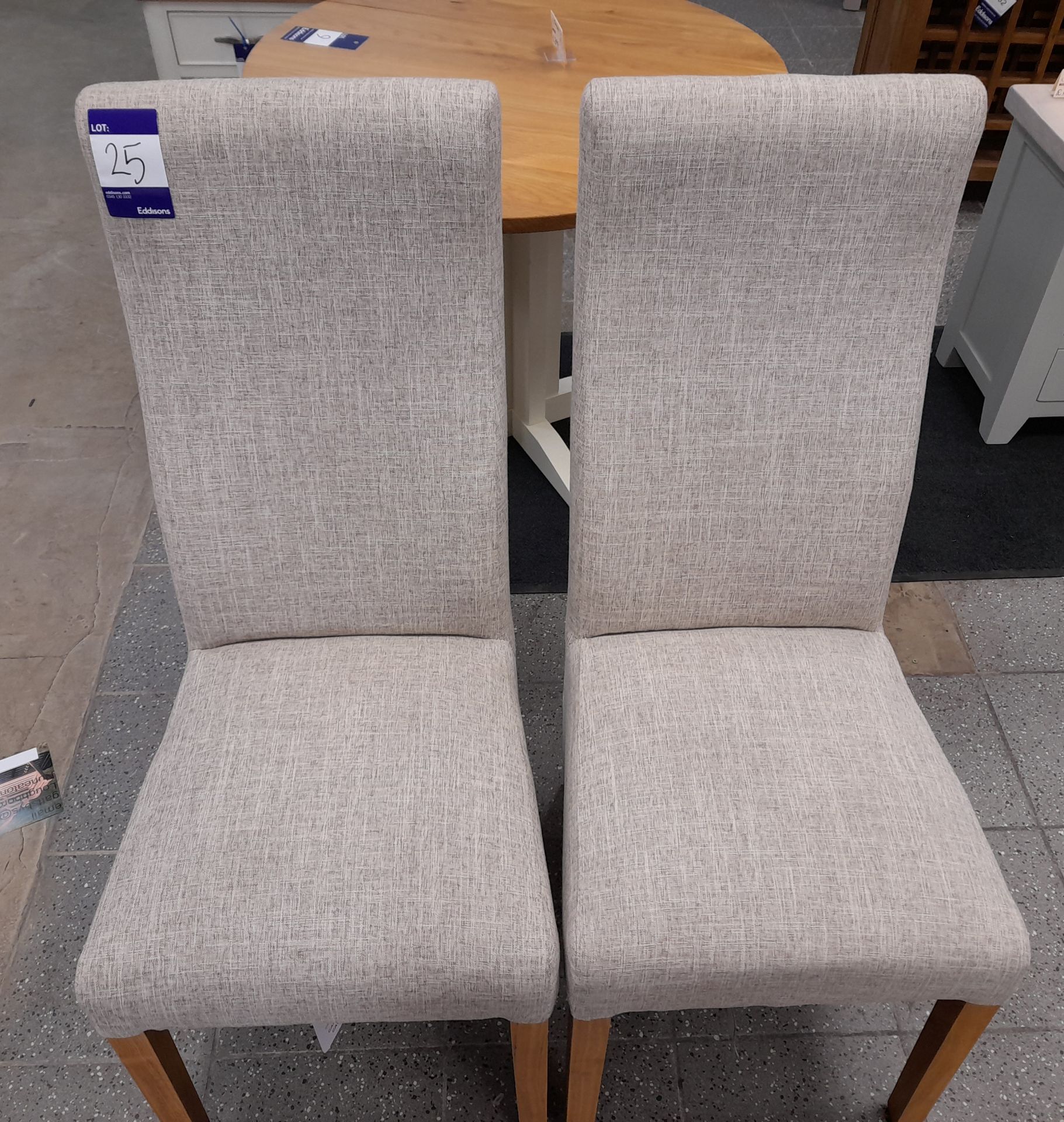 2 x cream fabric dining chairs