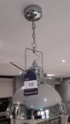 2 x Industrial style chromed pendant lights. Pleas