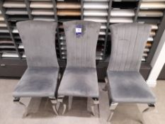 3 x Velvet upholstered high back chairs