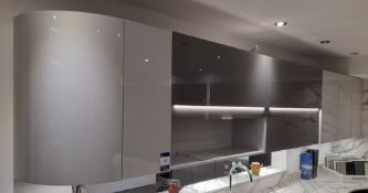 Contemporary wall mounted overhead multi door kitc