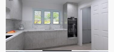 Hacker Comet kitchen suite, putty pearl grey concr