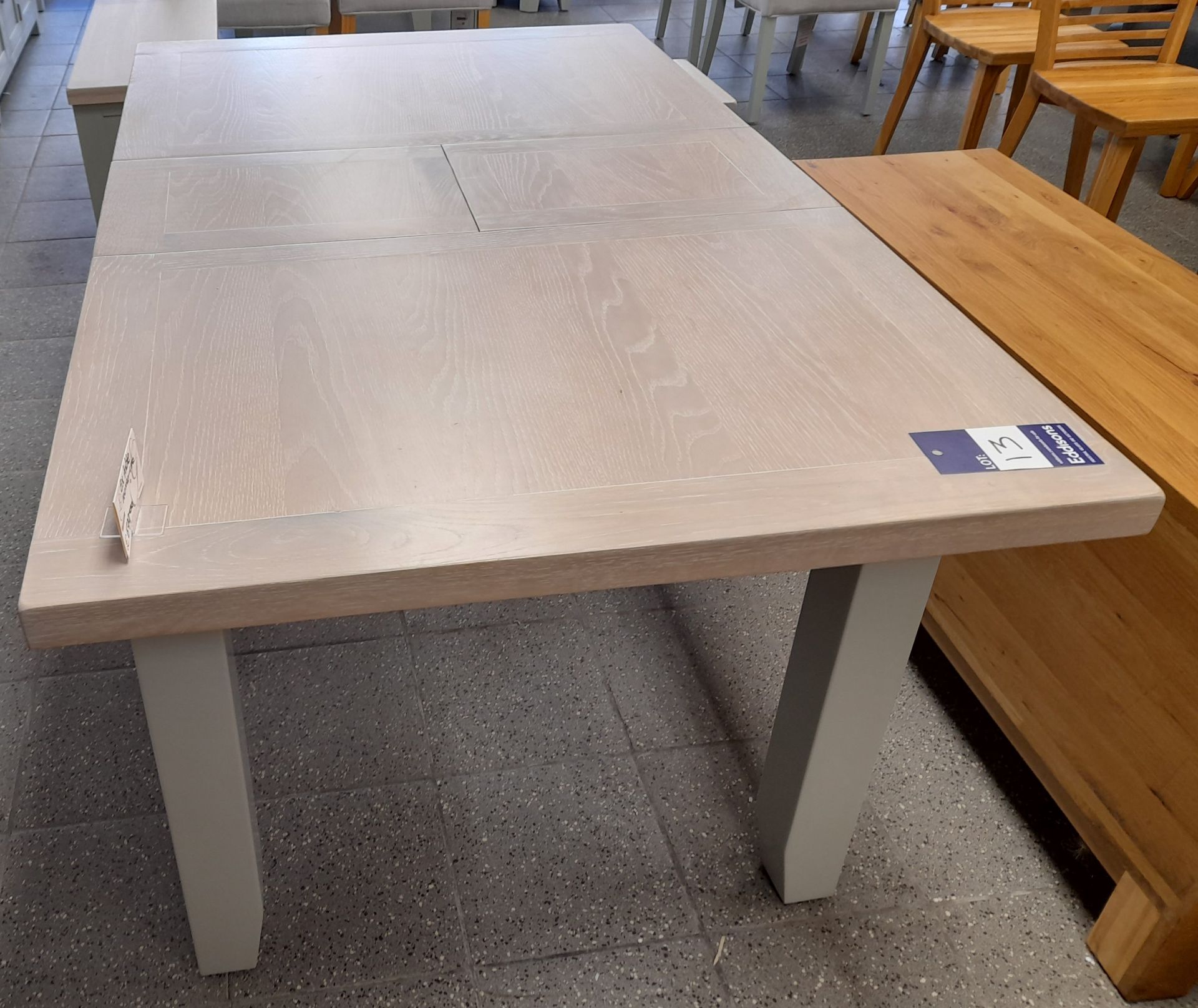Light grey topped wooden extending dining table Ap - Image 2 of 2