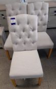 3 x grey fabric button hole effect dining chairs