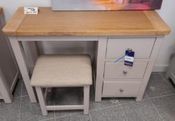 Wooden two tone 3 drawer dressing table and stool