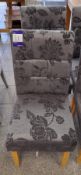 2 x Dark grey floral effect fabric dining chairs