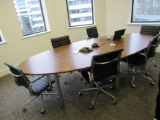 Oval meeting table with 6 eames style meeting chai