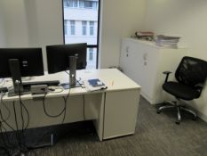 Office desk and 3 various cupboards