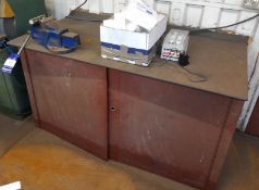 Steel fabricated work table with Record No 4 Vice,