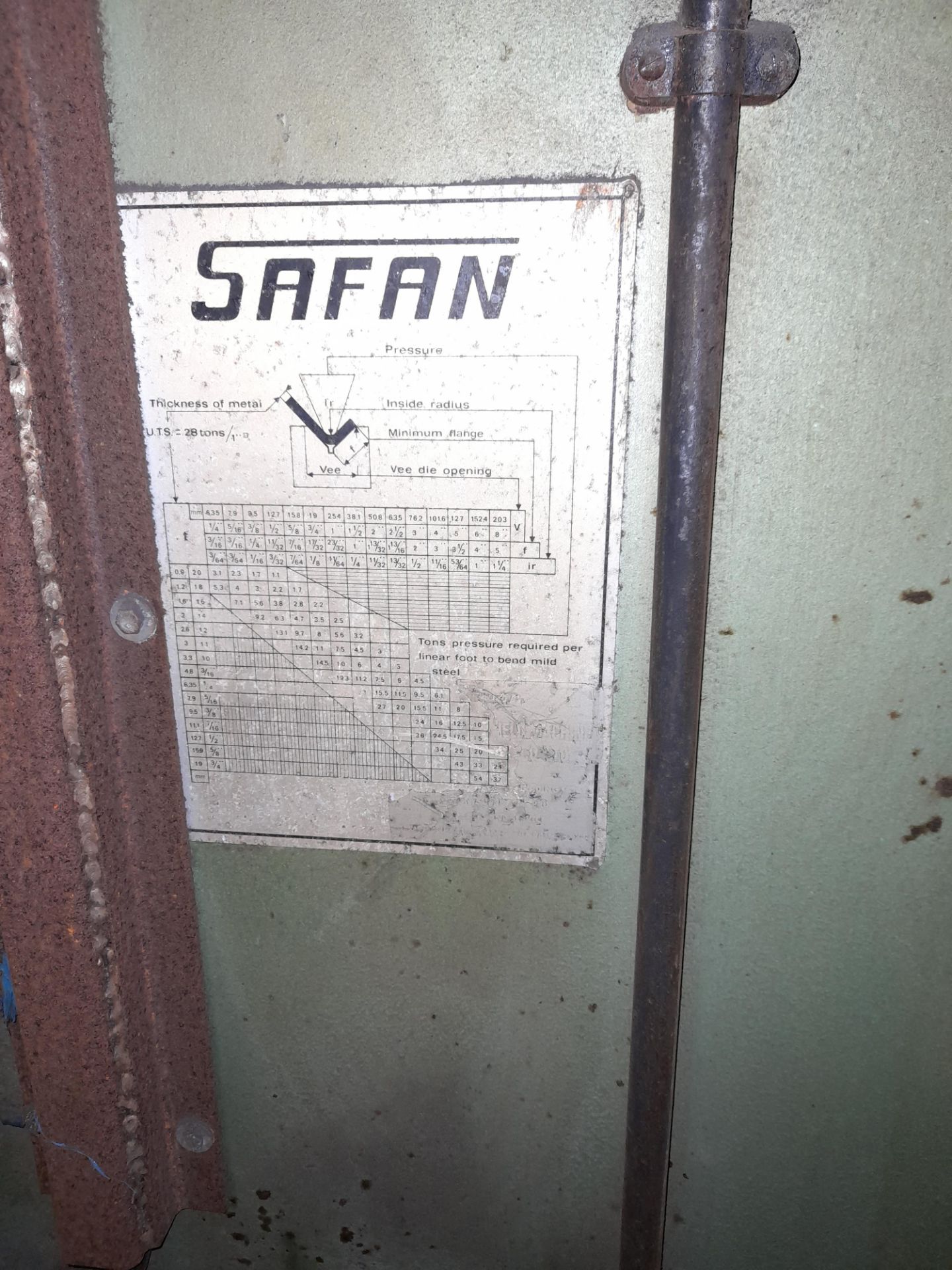 Safan 75-2500 mechanical press brake, Serial Numbe - Image 5 of 6