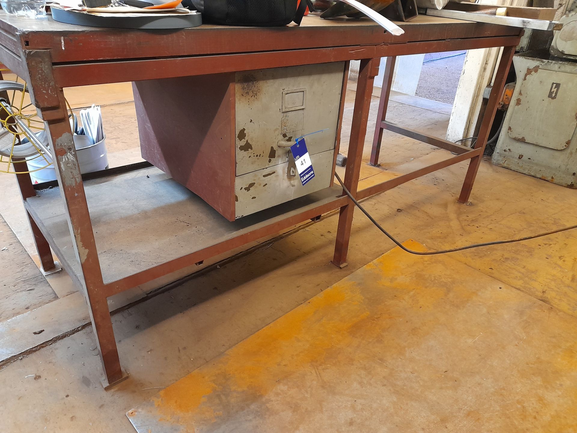 Steel fabricated work table, Approx. 2050mm (w) x