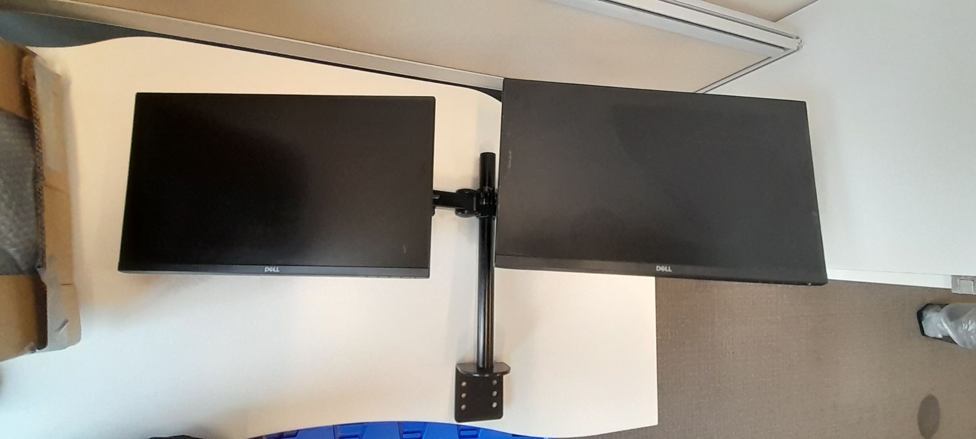 2x Dell P2219H flat panel monitor and New Star full motion height adjustable dual desk mount (