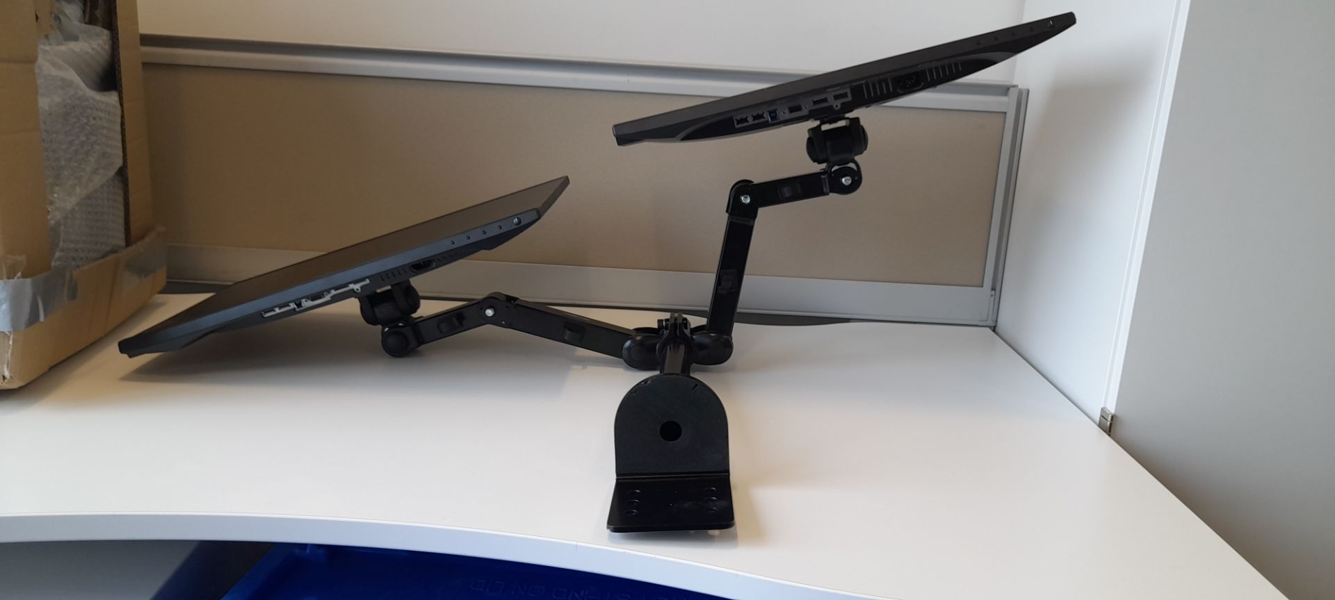2x Dell P2219H flat panel monitor and New Star full motion height adjustable dual desk mount ( - Image 5 of 9