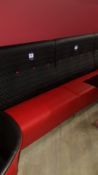 2 x Red faux leather upholstered dining benches (2 x 1,050mm)