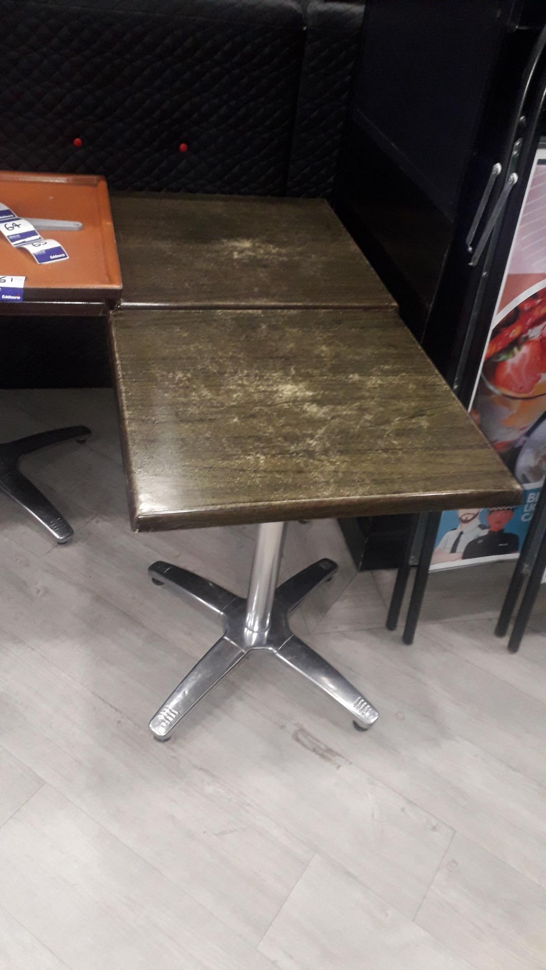 2 x dining/bistro tables on chrome pedestal 600mm