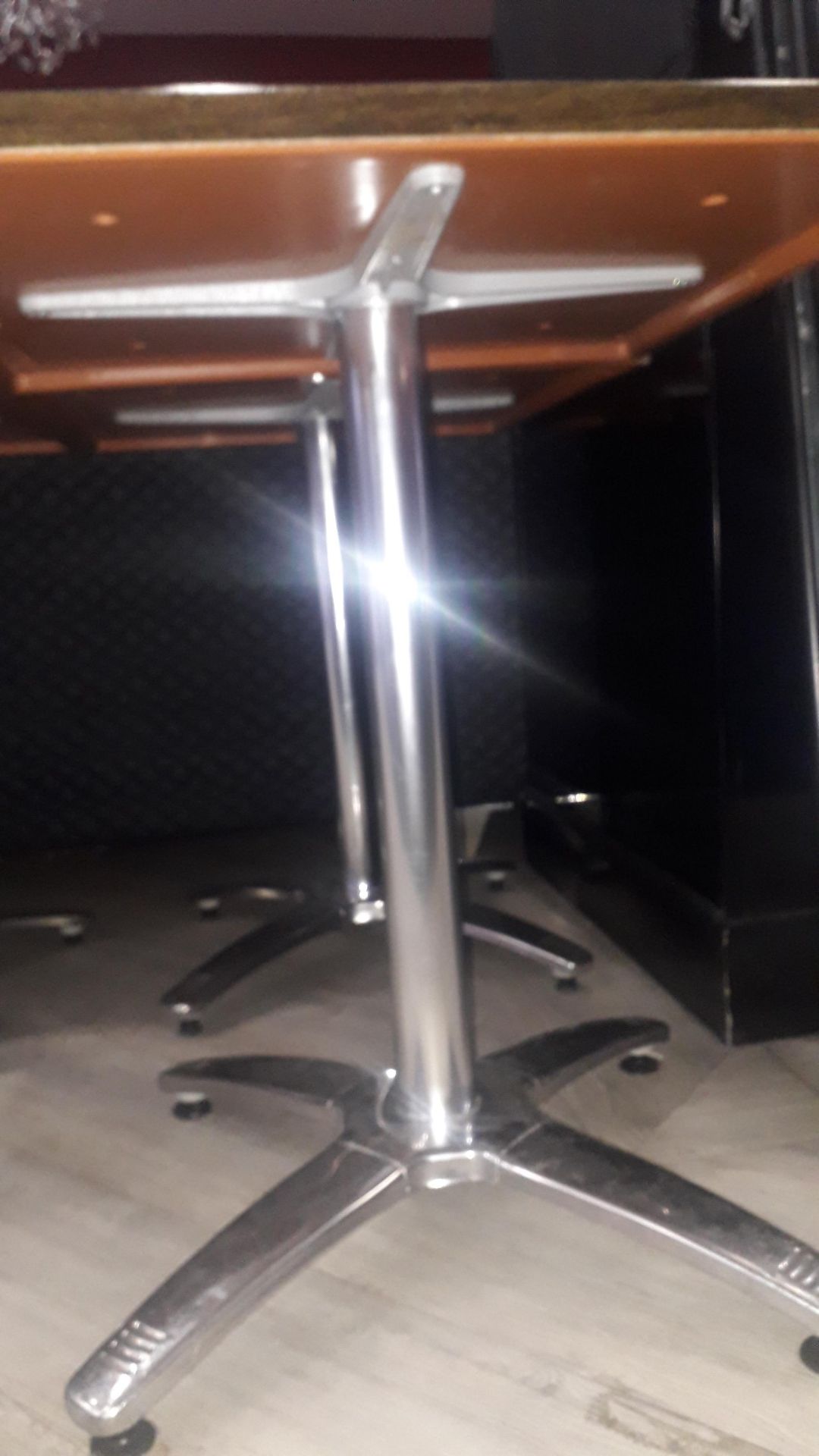 2 x dining/bistro tables on chrome pedestal 600mm - Image 2 of 3