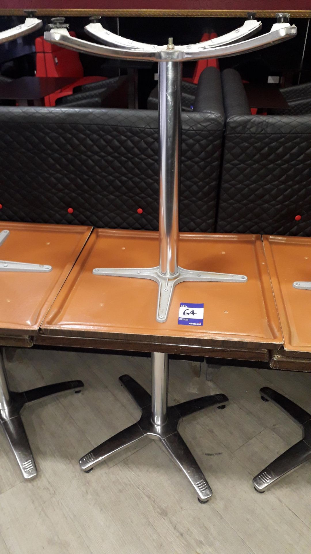 2 x dining/bistro tables on chrome pedestal 600mm - Image 3 of 3