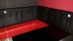 3 section corner booth red faux leather upholstered dining benches (1 x 1,600mm, 1 x 1,050mm and 1 x