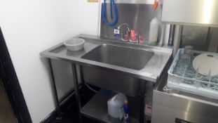 Stainless steel commercial single bowl sink with L/H Drainer and splashback and waste chute,
