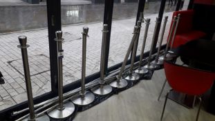 11 x chrome barrier posts with top & bottom rails (excludes branded banner)