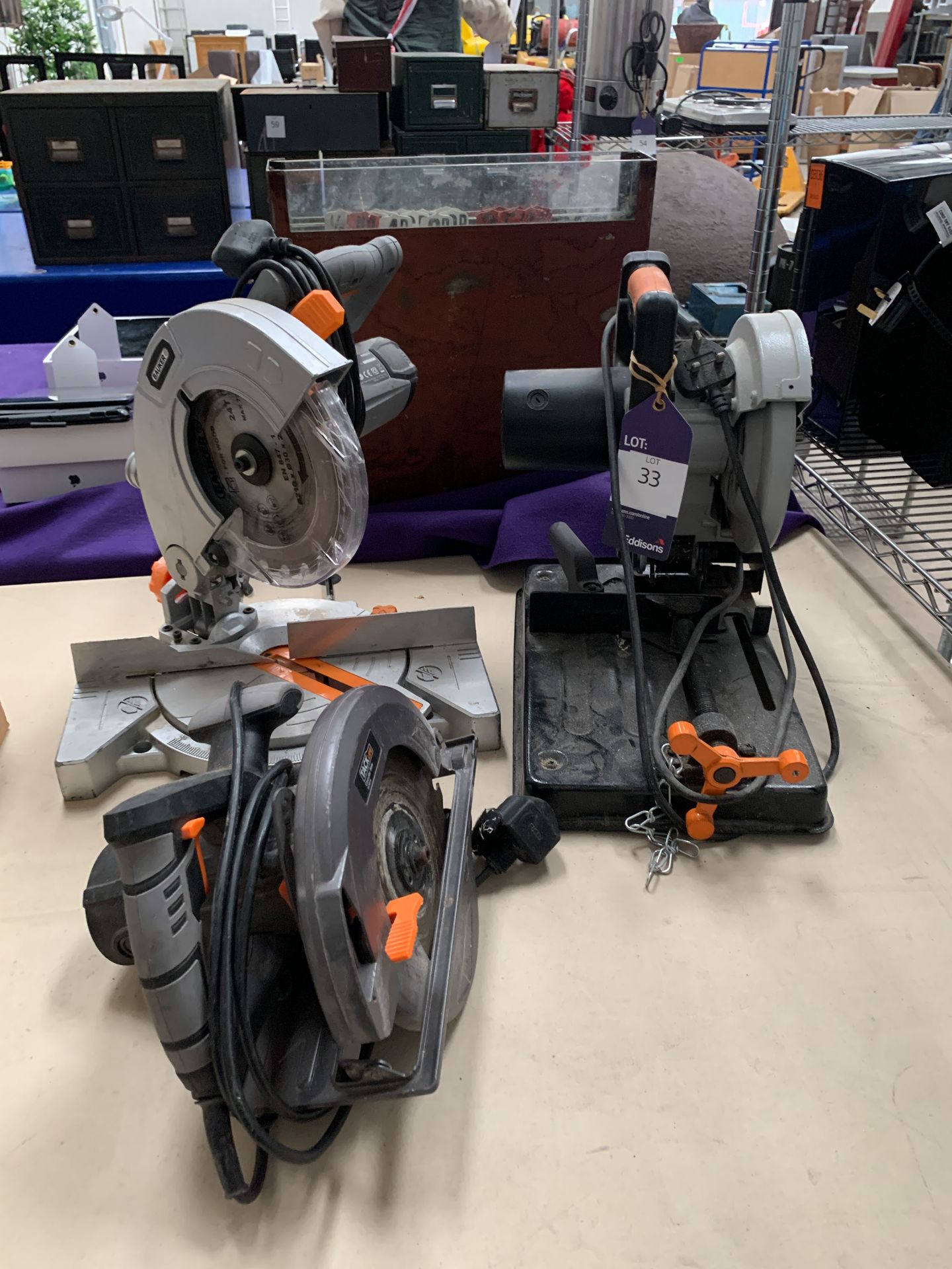 3 Various Circular/Crosscut Saws by Tacklife/Bauker and Evolution - 240V