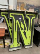 2x Vintage Light-Up Fairground Letters 'N' and 'M'