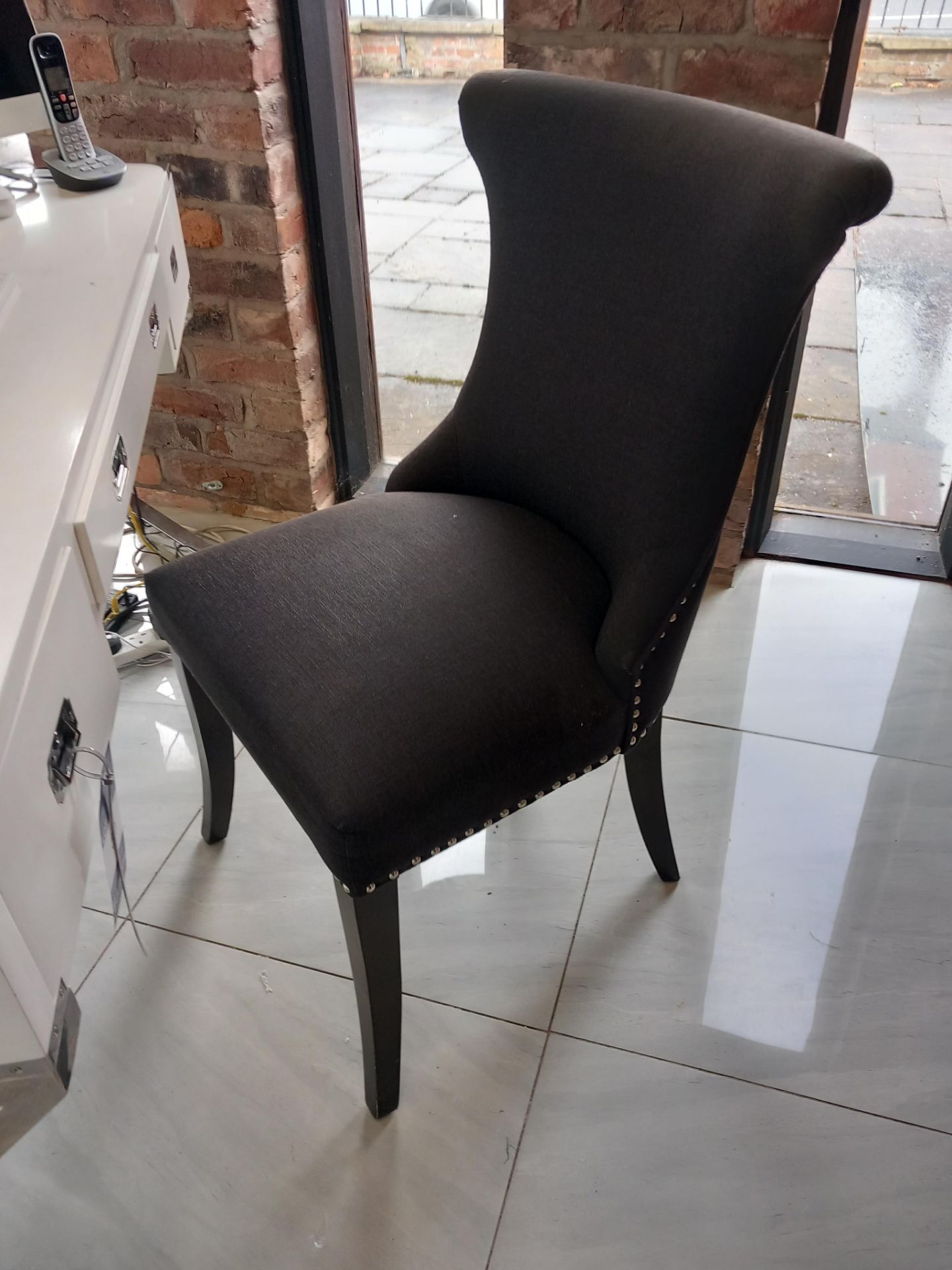 White Desk with Chrome Legs (1400 x 550) with Cushion Chair - Image 2 of 2
