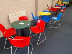 5 x Circular plastic tables, with 18 x plastic chairs (Location – Prudhoe)
