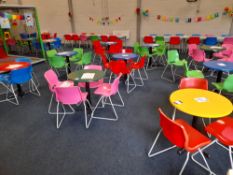 9 x Circular plastic tables, with 34 x plastic chairs (Location – Prudhoe)