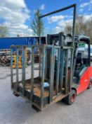 Forklift Man lifting cage