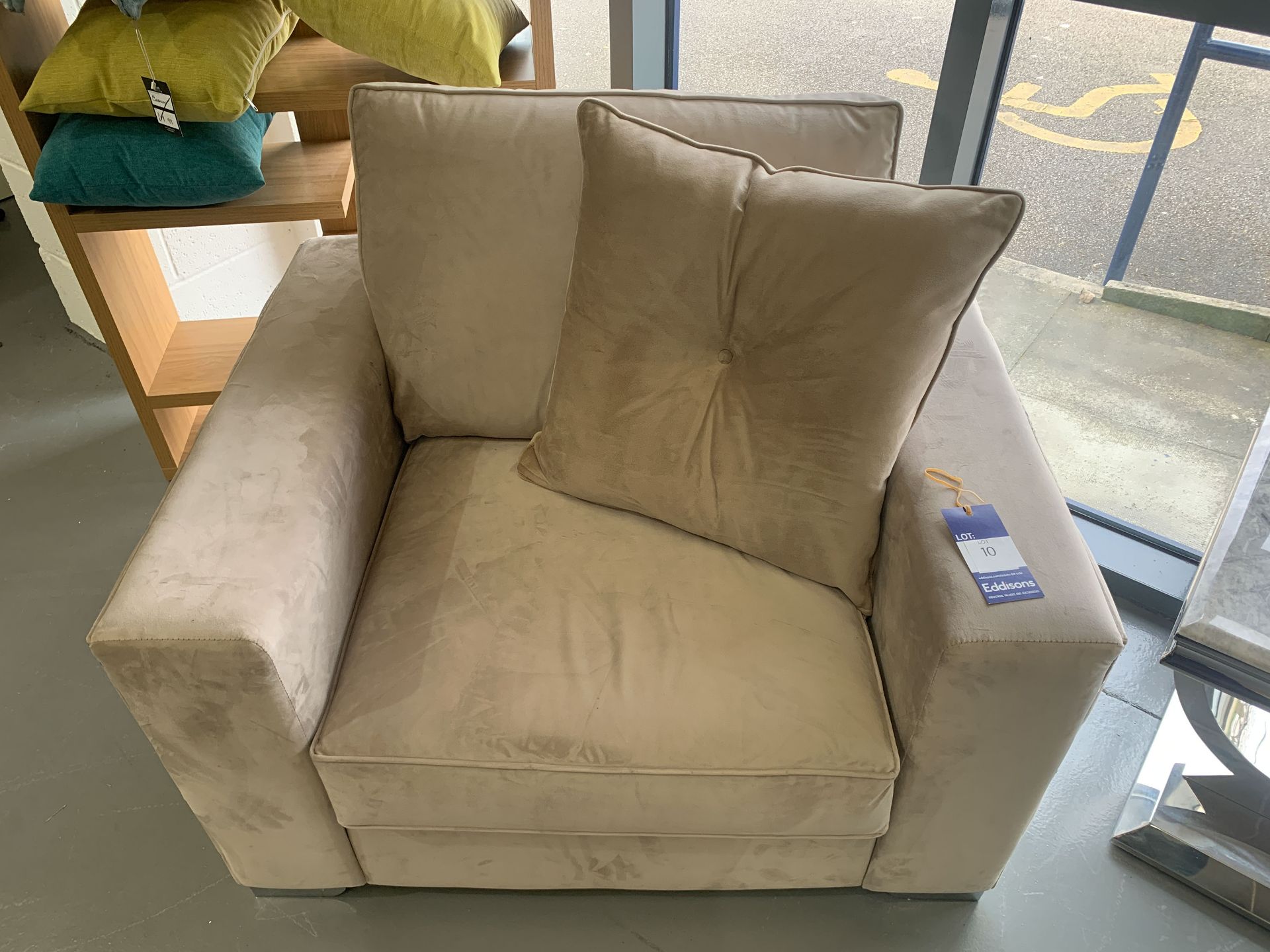 Armchair with Button & Stud Detailing and Chrome Feet & Cushion - Image 4 of 4