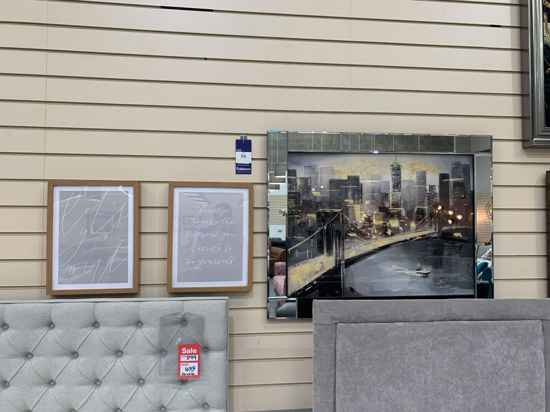 Mirror Framed Print of New York and 2x Framed Prints