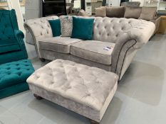 Grey Velvet Chesterfield and Footstool