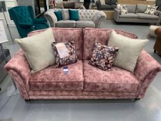 Pink Velvet Sofa with Cushions