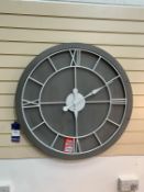 Grey Wooden Clock c.90cm diameter