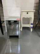 2x Bedside Tables, White & Mirrored
