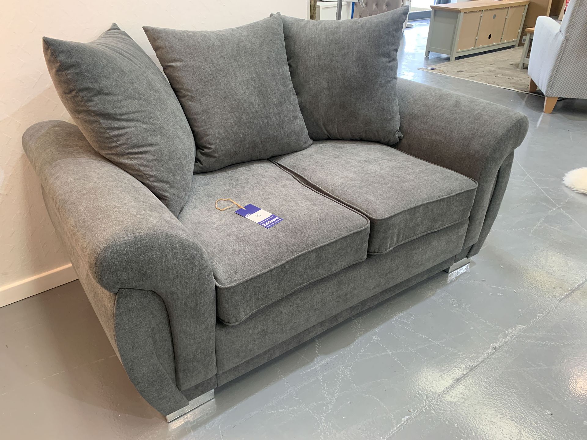 Scatterback Grey 2-Seat Sofa with Chrome Feet - Image 3 of 4