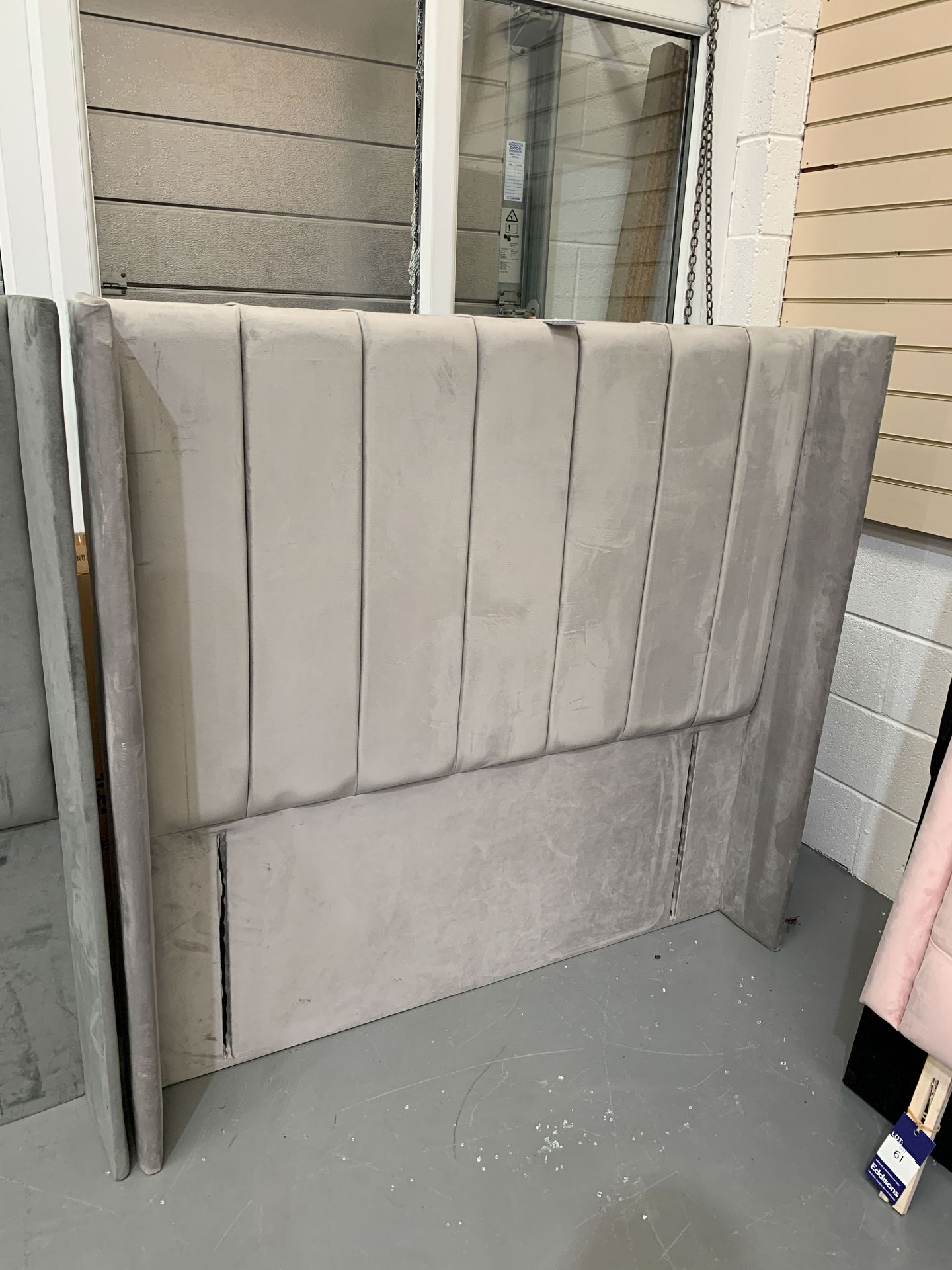 Grey Velvet Double Headboard - 138cm High