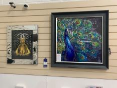 2x Prints - Chanel in Mirror Frame and A Glittered Peacock