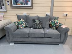 Scatterback Grey 3-Seat Sofa with Chrome Feet