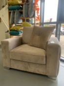 Armchair with Button & Stud Detailing and Chrome Feet & Cushion