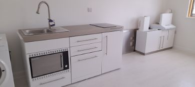 Elfin Kitchens Stainless Steel Powder Coated Kitchen Unit with Sink and Mixer Tap with Pull Out