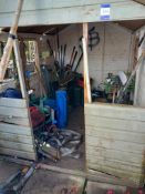 Contents to shed, to include spades, fence post ha