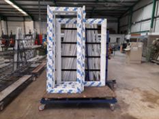 3 x Sheet stock trolleys, with contents, to include uPVC window frames, doors etc