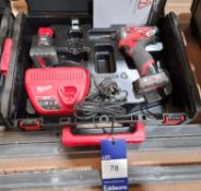 Milwaukee M12 FID battery operated drill set, to case, with charger