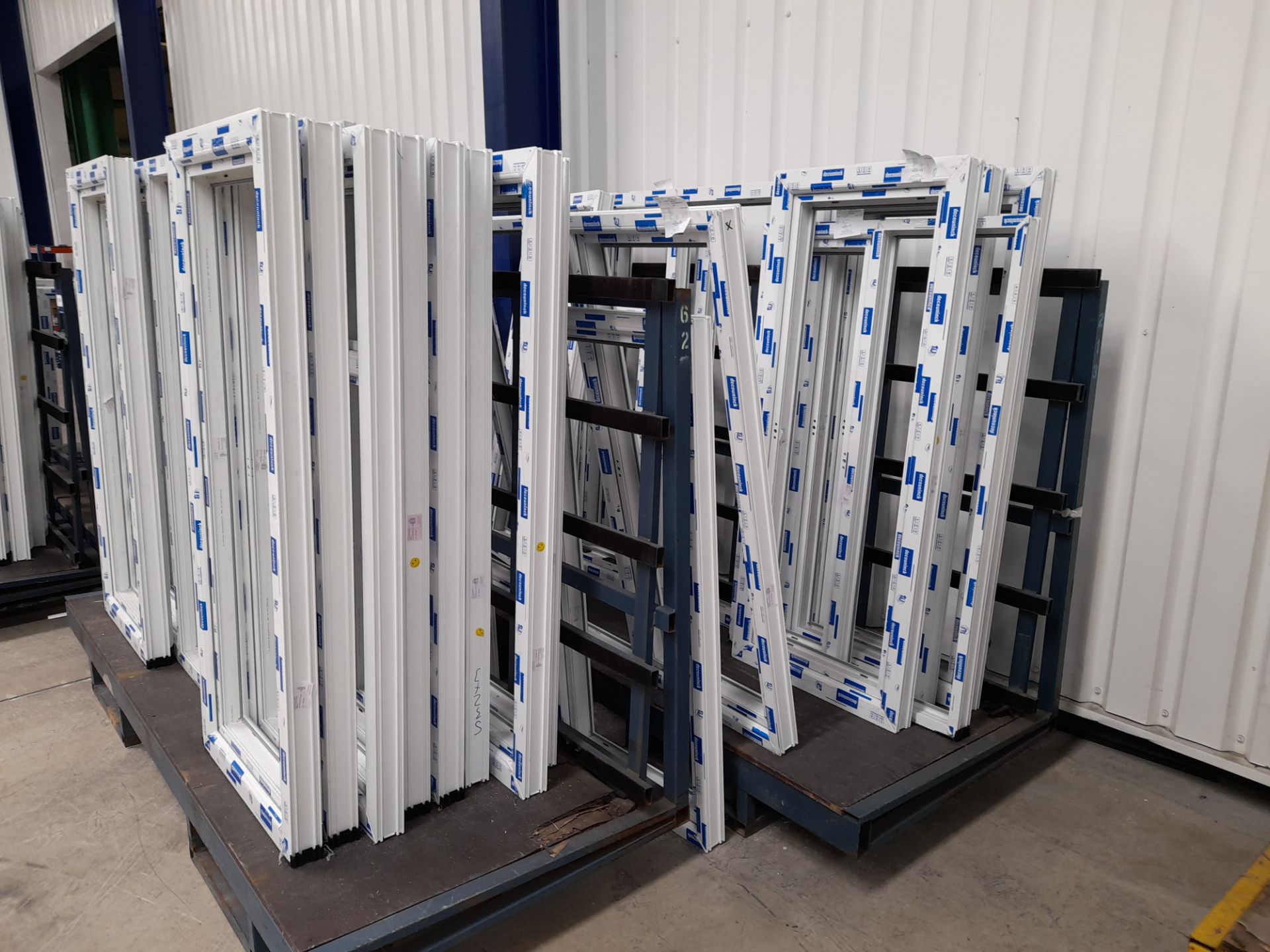 2 x Sheet stock racks with fork truck mounting, and contents to include various unglazed uPVC - Image 2 of 2