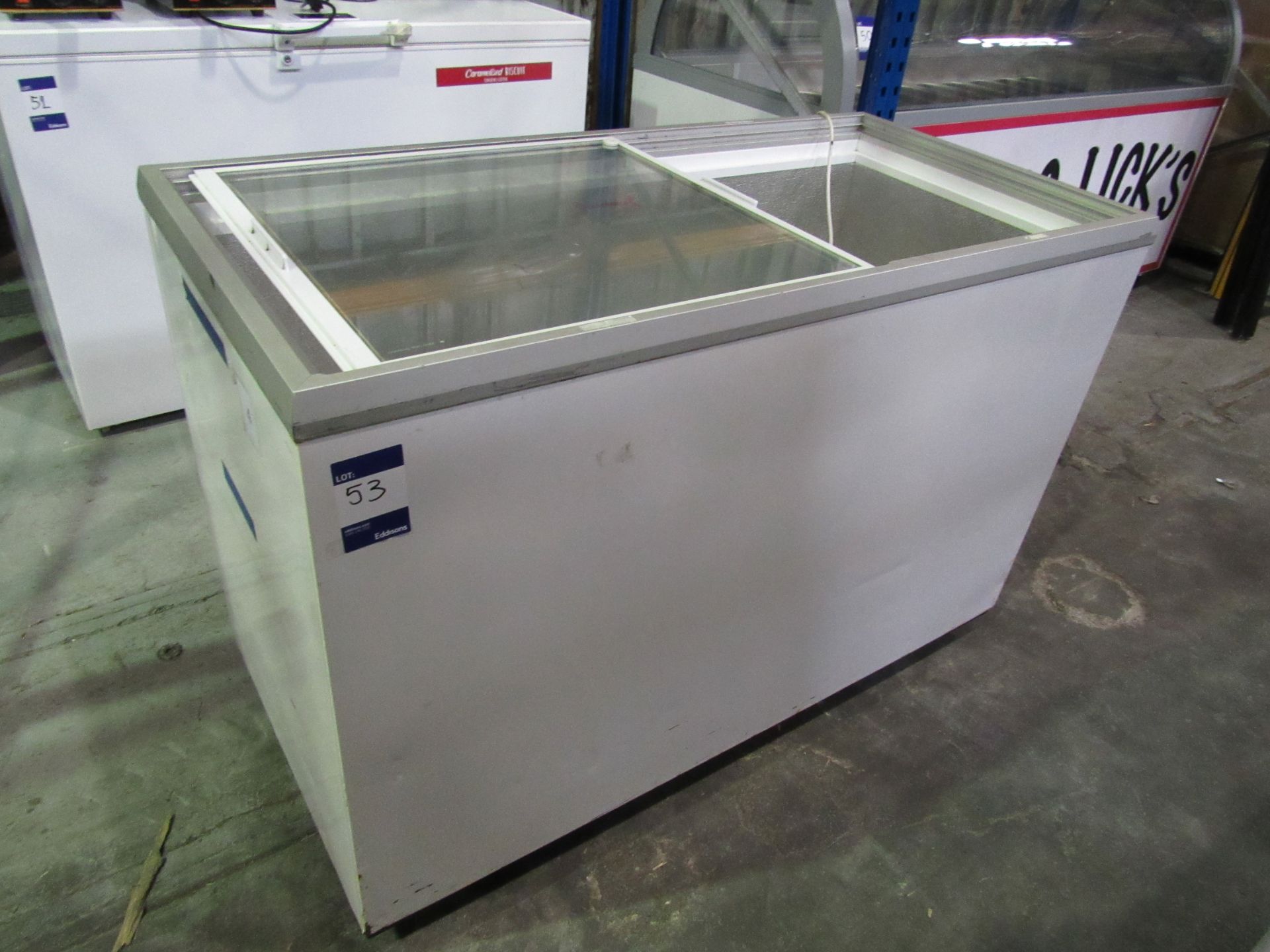 Derby Conservator EK46ST chest freezer, with glazed sliding lid (Location – Gateshead)