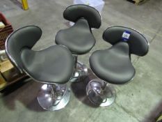 3 Leather effect chrome bar stools with white bar table and pigeon holed storage unit (Location –