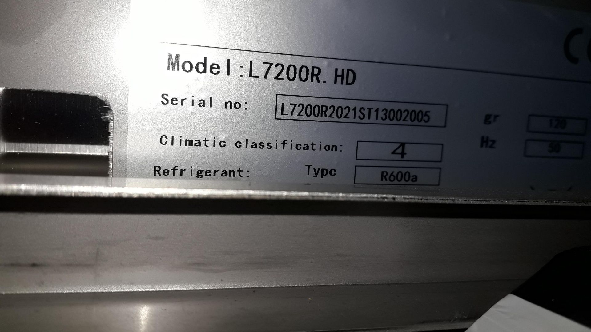 King L7200R.HD Stainless Steel 3 Door Counter Refrigerator Serial number LC7200R2021STI30002005 - Image 3 of 3