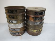 12x Endecotts Laboratory Test Sieves - in brass and stainless steel